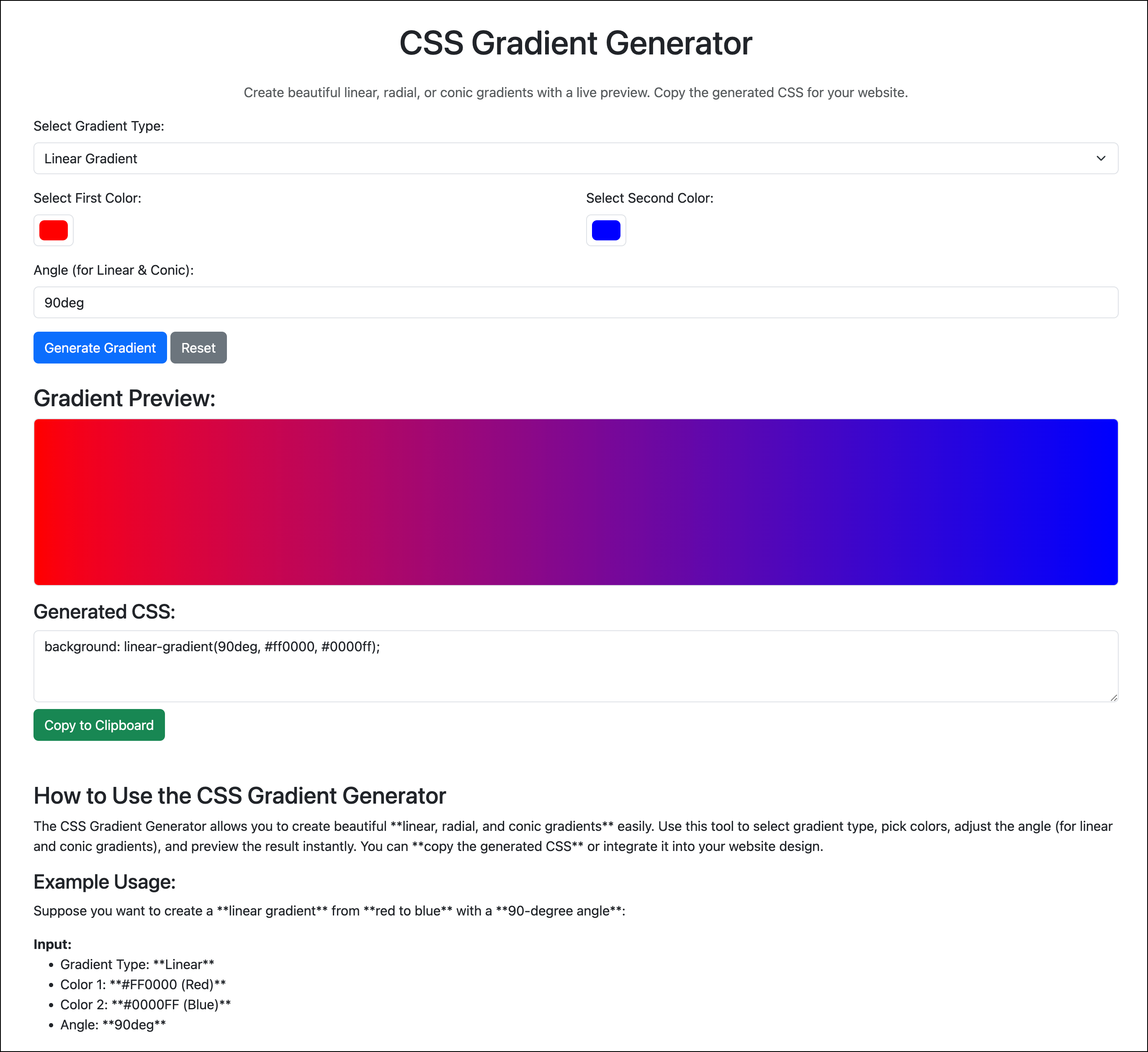 CSS Gradient Generator
