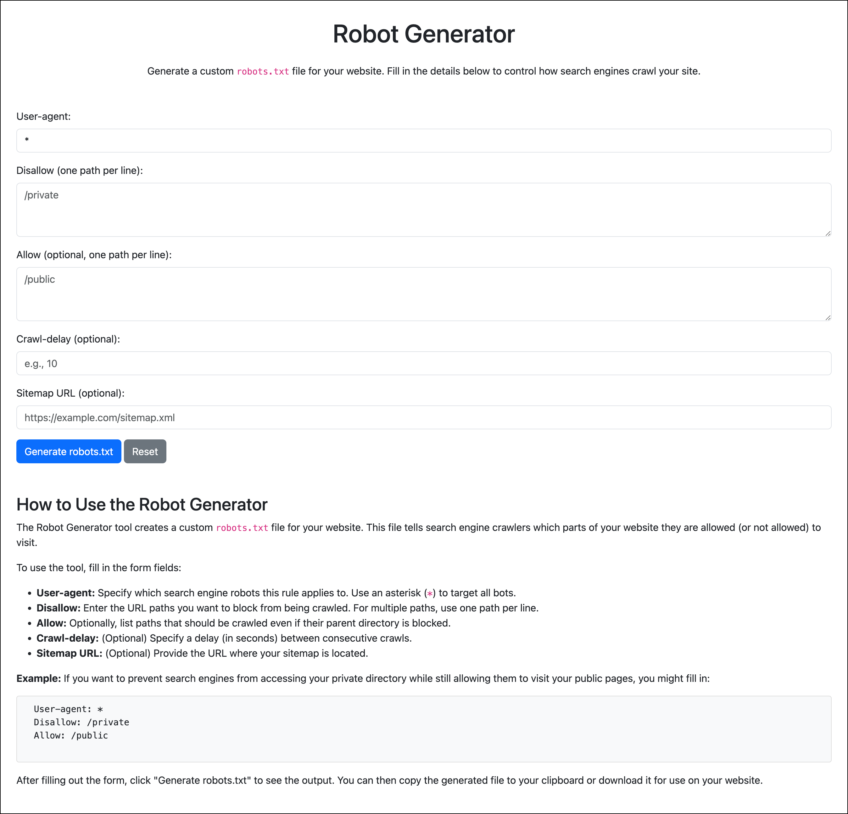 Robots.txt Generator